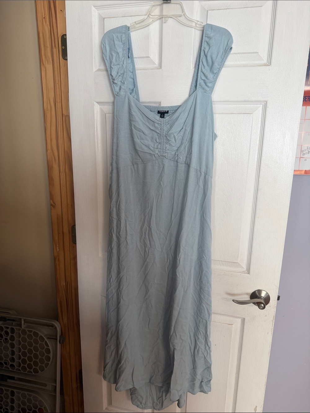 torrid Light Blue Backless Midi Dress with Ruched Straps